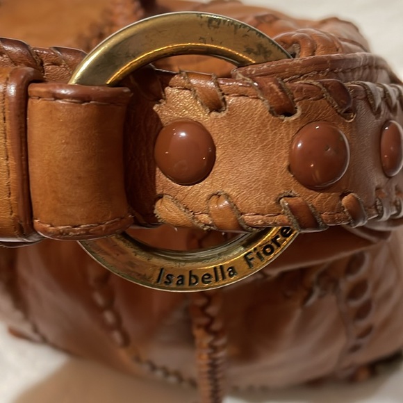 Isabella FIORE soft caramel color hobo style bag approx 16” w X 10” h 5.5” D - Picture 14 of 16